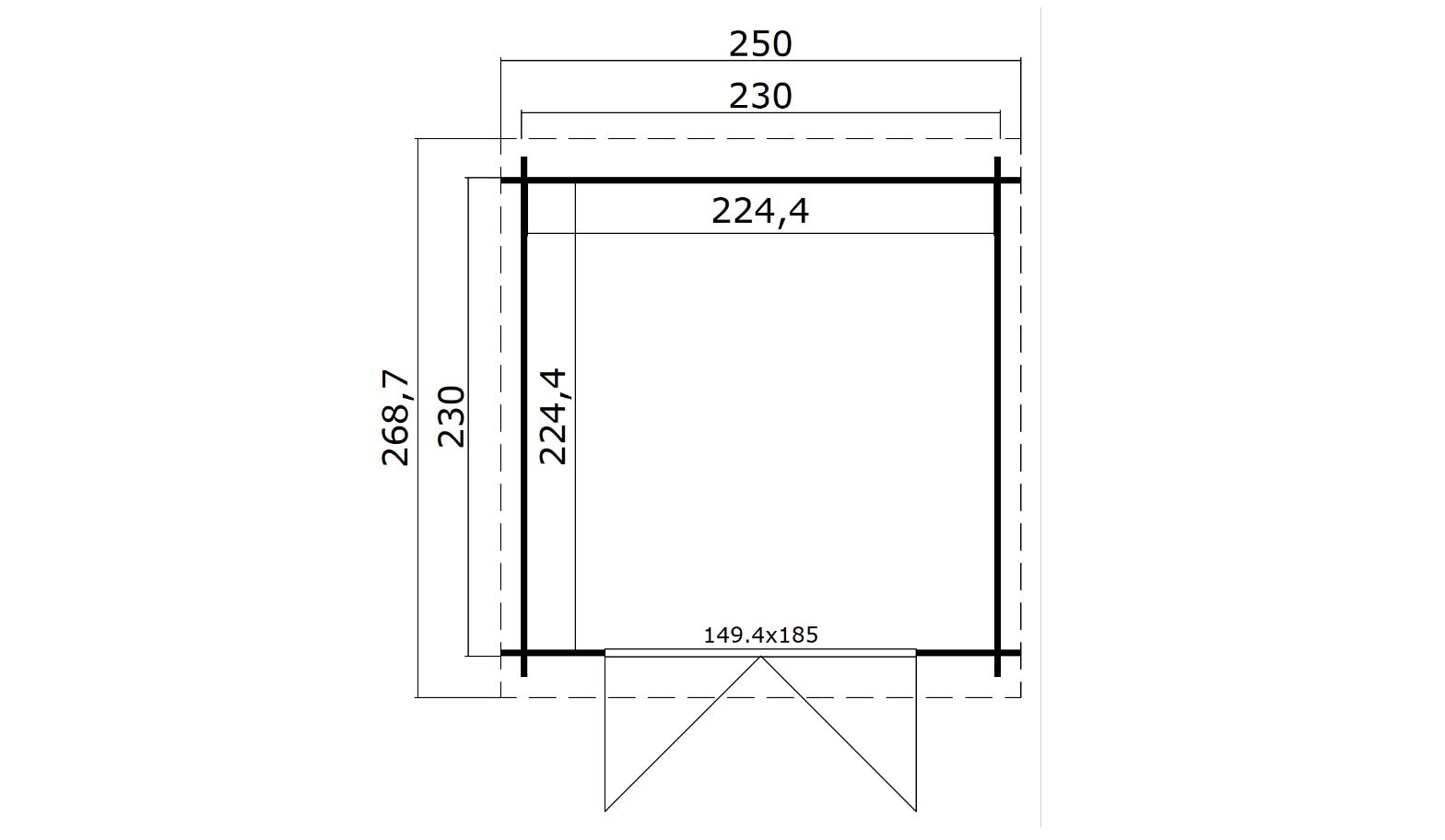 Lasita Maja Indi 230 Holz-Gartenhaus Blockhaus 28mm, 230x230, Lichtgrau