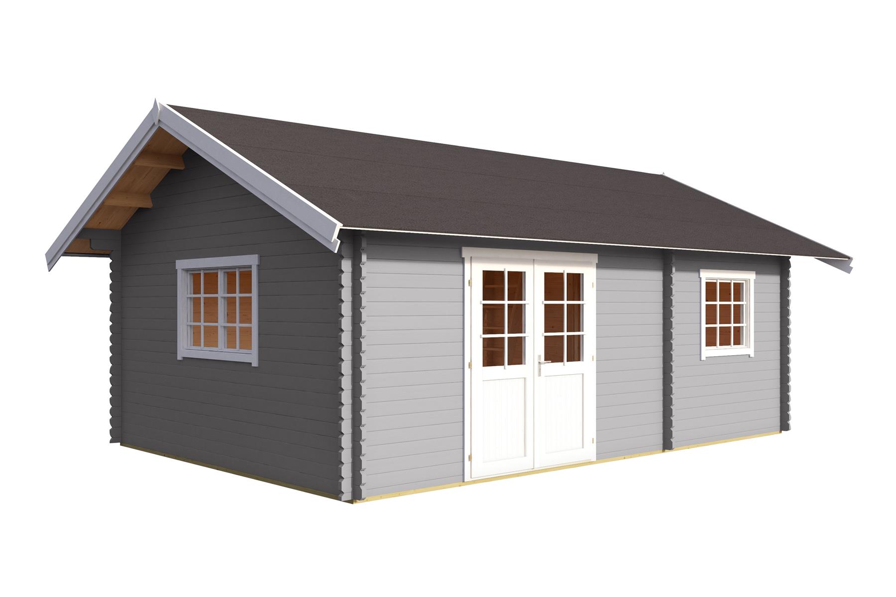 Lasita Maja Caroline Set Silber Gartenhaus Blockhaus 40 mm 3-Raum, 575 x 390, Lichtgrau Lasita Maja Caroline Set Silber Gartenhaus Blockhaus 40 mm 3-Raum, 575 x 390, Lichtgrau